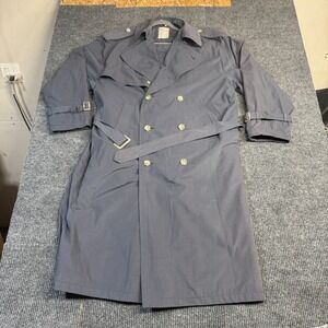 Henry Morell Men Double Breasted Trench Coat Grey Belted Long Overcoat Size 94cm